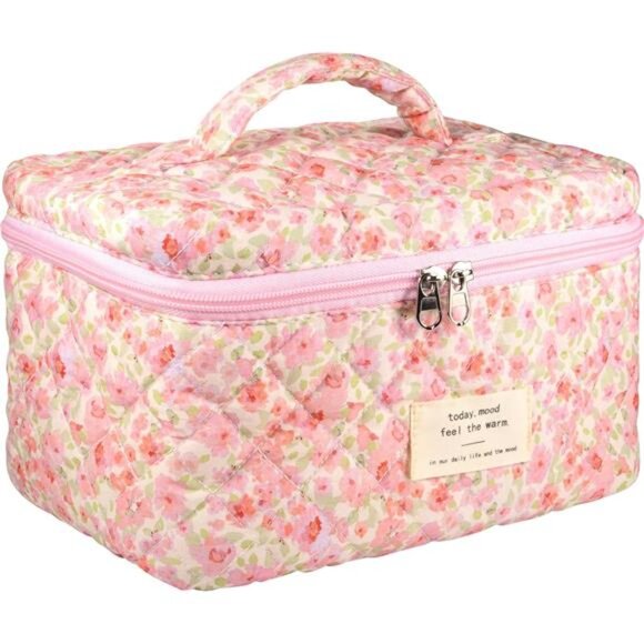 Large Makeup Bag, Cosmetic Bag, Pink - Picture 1 of 5
